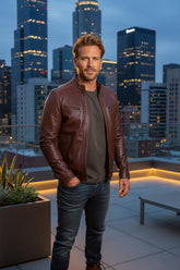 Brown lambskin leather jacket